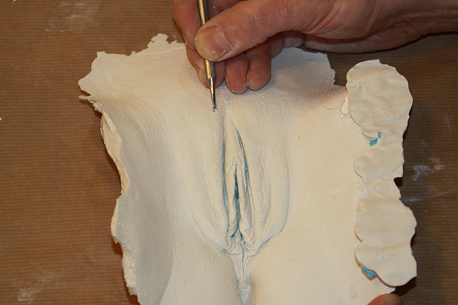 Подготовка гипсовой формы вульвы